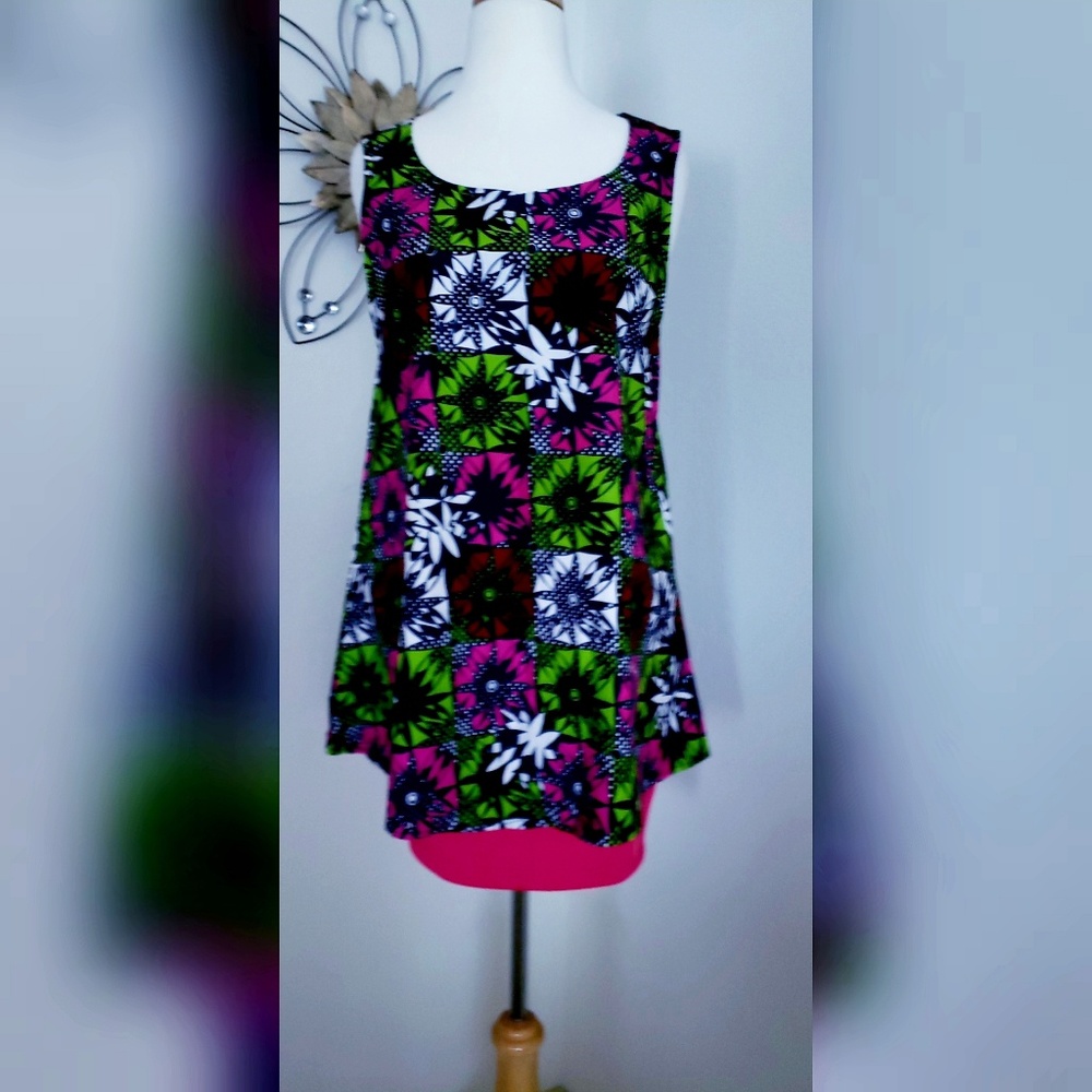 Ankara Sleeveless top with matching skirt.